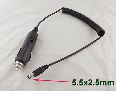 Car Cigarette Lighter Power Supply To 5.5mm x 2.5mm DC Male Plug w/ Spring Cable - Image 1 of 4