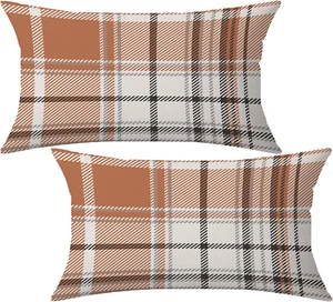 Set of 2 Fall Pillow Covers Autumn Decorative Throw Pillow Cases 12X20 Inch Oran - Picture 1 of 8