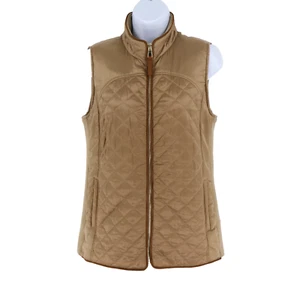 Rafaella Weekend Quilted Vest Womens Size S Brown Pockets Full Zip Mock Neck - Picture 1 of 9