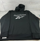 Reebok Hoodie Sweatshirt Embroidered French Terry Logo Black Mens Size Large NEW