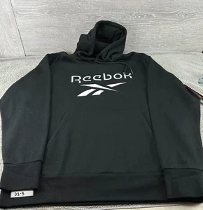 Reebok Hoodie Sweatshirt Embroidered French Terry Logo Black Mens Size Large NEW - Picture 1 of 11