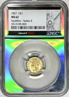 1857 INDIAN PRINCESS $1 GOLD COIN NGC MS62 VAULTBOX SERIES X - Image 1 of 2
