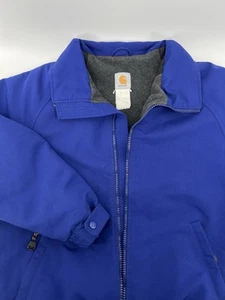 Carhartt Jacket Mens Large Blue J72 Workshield Squall Lined Fleece 90’s Flaws - Picture 1 of 12