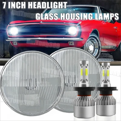 Faros LED redondos de 7 pulgadas para camioneta Dodge D100 D200 D300 haz sellado alto/bajo 2x Foto 1 de 4