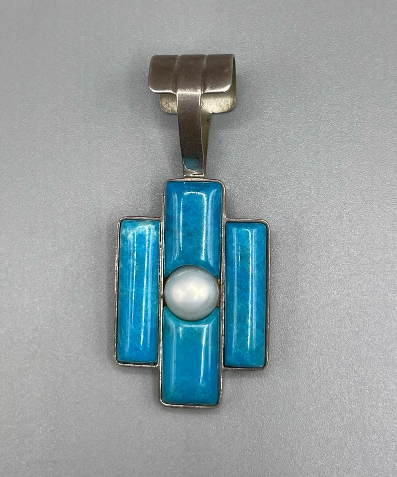 Colgante Jay King DTR 925 Plata de Ley Turquesa y Perla Paca Grande 22 gramos Foto 1 de 1