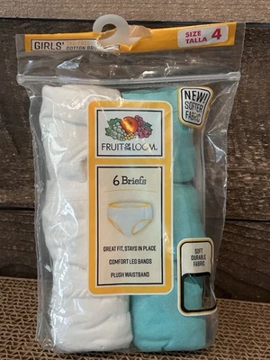 Paquete de 6 calzoncillos surtidos Fruit of the Loom ropa interior sin etiquetas para niñas talla 4 Foto 1 de 4