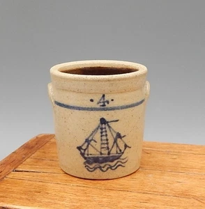 OOAK IGMA Jane Graber Stoneware Sailing Ship Crock Dollhouse Miniature 1:12 - Picture 1 of 9