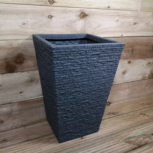 Maceta de jardín efecto pizarra alta a prueba de heladas ecológica interior exterior 45 cm - Imagen 1 de 10