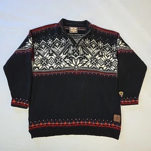 Dale of Norway 1/4 Zip Pullover Dale Sport Patch Fair Isle schwarz Wolle Herren XL - Bild 1 von 19