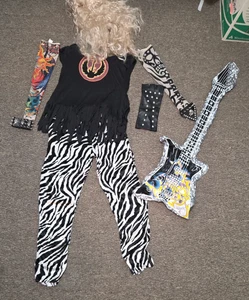 80's ROCKER Hard Rock Star Band Guitar Head Banger Costume Mens Medium - Picture 1 of 7