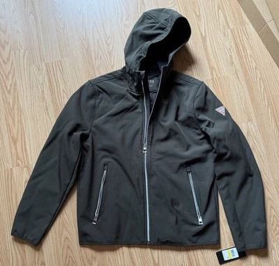 GUESS Men's Jacket w/ Hood Zip Up Jacket Olive Green Size Medium NEW - Image 1 of 3