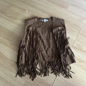 Kontrol Brown Fringe Western Open Vest Small - Picture 1 of 6