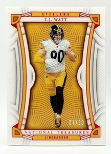 2022 National Treasures Jersey Number #35 TJ Watt 57/90 Pittsburgh Steelers - Picture 1 of 2