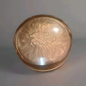 Schöne Art Deco Dose signiert Verlys, gegossenes Glas braun polierte Optik - Bild 1 von 21