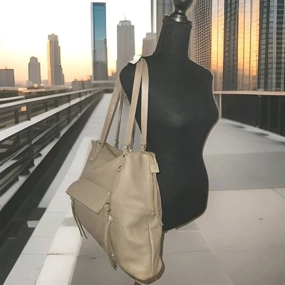 KOOBA Everette Large Taupe Leather Tote Shoulder Bag 16x13x4 - Image 1 of 4