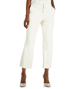 INC International Concepts Faux Leather Culotte Pants Cream Crop Flare Sz 14 NWT - Picture 1 of 13
