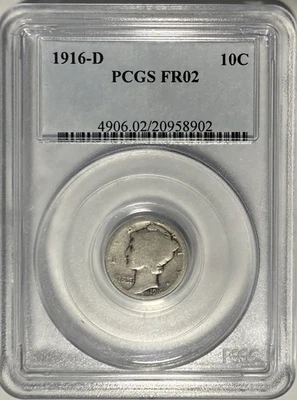 1916 D Mercury Dime 10¢ PCGS FR02 ❗️THEE KEY DATE - CLASSIC BLUE LABEL❗️ - Image 1 of 2
