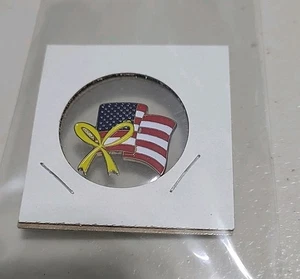 FLAWS WITH YELLOW RIBBON AND PIN GOLDEN TONE  - Picture 1 of 2