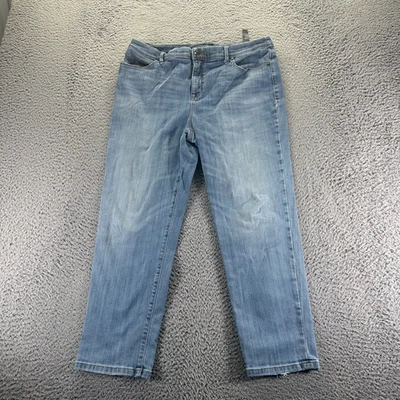 Pantalones de mezclilla Chico's So adelgazantes para mujer 32x25 azul algodón novia recortados Foto 1 de 4