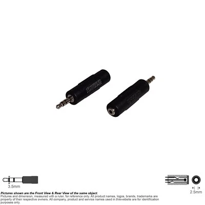 Adapter Audio 2.5mm Stereo Female Jack 3.5mm 1/8" Stereo Male Plug - Image 1 of 4