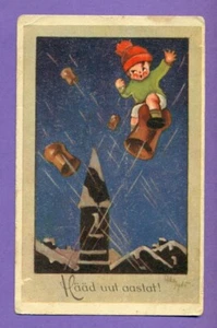 ESTONIA New Year champagne cork AND BOY VINTAGE POSTCARD 510 - Picture 1 of 2