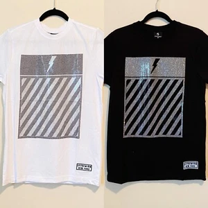 HOT! -Lavish Society Rhinestone Crystal Fashion Thunder T-Shirts ( White,Black) - Picture 1 of 9