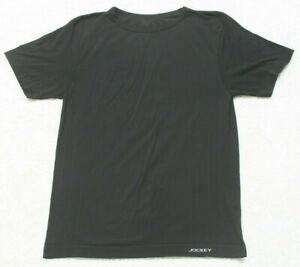 Jockey Tee T-Shirt Top Medium Black Solid Crewneck Short Sleeve Polyester WS518