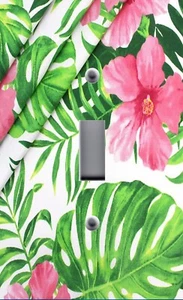 Light Switch Plate Cover with images HIBISCUS FLOWERS TROPICAL PALM FROND - Picture 1 of 26