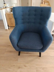 Kubrick Wing Back Chair By Made.com in Blue - Excellent Condition £250 - Picture 1 of 3