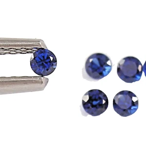 5 Pcs 2x2 MM Natural Ceylon Blue Saphire Round Diamond  Cut Gemstone Lot - Picture 1 of 4