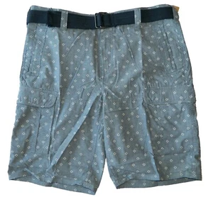 DKNY Jeans Men's Cargo Shorts w/ Belt Printed Blue White Size 38 Regular Fit New - Picture 1 of 2