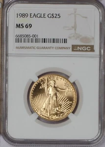 1989 Gold Eagle 1/2 oz. $25 NGC MS69. Low mintage date. Below bid! - Picture 1 of 2