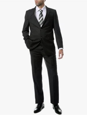 Ferrecci Zonettie Black XS 2 Piece Suit Notch Lapel 36R 30W Imported European - Image 1 of 3