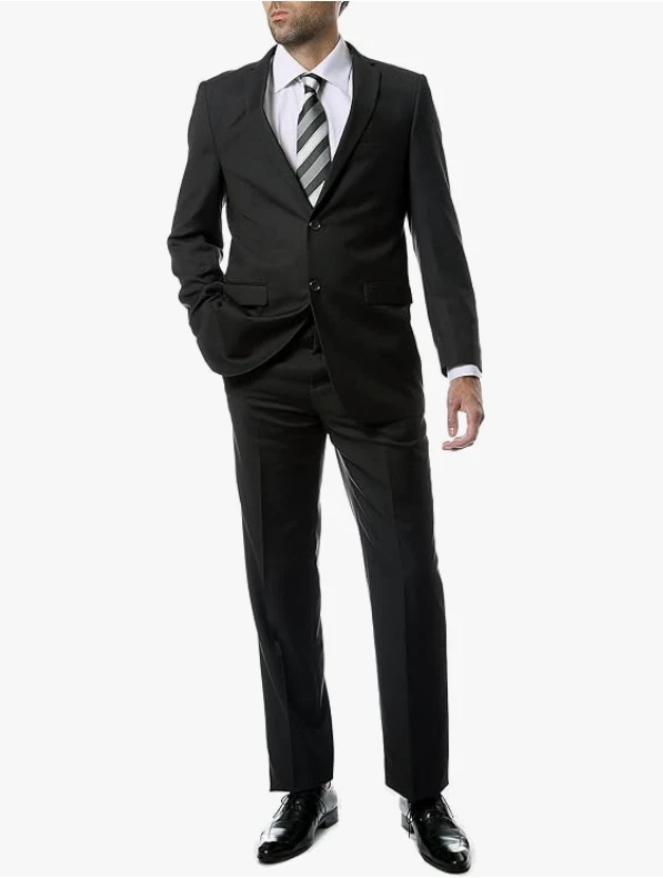 Traje Ferrecci Zonettie Negro XS 2 Piezas Muesca Solapa 36R 30W Importado Europeo Foto 1 de 3