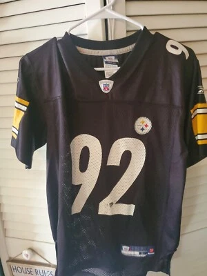 Camiseta deportiva cosida juvenil James Harrison 92 Pittsburgh Steelers Reebok L grande 14-16♡♡ Foto 1 de 4