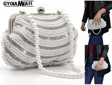 POCHETTE PERLE donna borsetta sposa clutch borsa matrimonio bianca eventi sposa