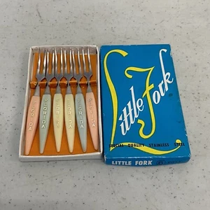 Vintage Florida Little Fork Stainless Steel Appetizer Cocktail Forks Set Of 6 - Picture 1 of 4