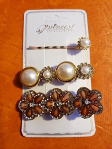1/3 Pcs Flower Design Metal Pearl Style Hair Pins Hair Clip Barrettes Jewelry - Picture 1 of 1