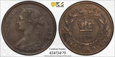 1888 PCGS XF45 Newfoundland Large One Cent - Penny - 1C - Gold Shield/NFC Holder - Image 1 of 3