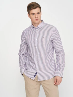 Camisa GANT Roja Frambuesa Tech Prep Oxford Multi Rayas Delgada 3013232 Talla M Nueva con Etiquetas Foto 1 de 3