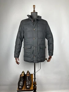 Pelikamo Zurich Men's Luxury Grey Real Goose Down Parka Jacket Coat Size M-L - Picture 1 of 13