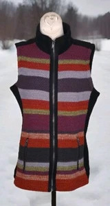 Ruff Hewn - Multicolor Knit Front / Black Fleece Back Full Zip Vest - Women's M - Picture 1 of 3