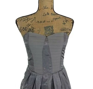 BCBGeneration Dress XXS Cocktail Party Slate Gray Sweetheart Satin Pleat NWT  - Picture 1 of 7