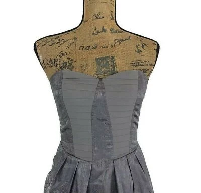 Vestido BCBGeneration XXS Cóctel Fiesta Gris Pizarra Novia Satinado Plisado Nuevo con Etiquetas  Foto 1 de 4