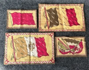 Lot of 4 Antique Tobacco Flannels Felt Flags Large Mexico Belgium Small Morocco+ - Imagen 1 de 18