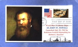 1374 JOHN W. POWELL Ship named for Colo River Explorer, Portrait Flag First Day - Picture 1 of 1