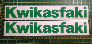 Kwikasfaki x 2 - Sticker/Decal's Perfect for Kawasaki Ninja KX and others - Picture 1 of 2