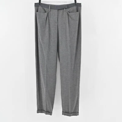 Calça feminina LES COPAINS tamanho 42 etiqueta azul cinza mistura de lã perna reta - Imagem 1 de 4