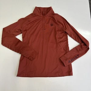 Ariat Tek Youth 1/4 Zip Brick Red Pullover Base Layer Shirt M / 10 Camping - Picture 1 of 11