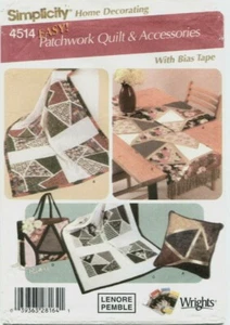 Simplicity 4514 Patchwork Quilts Pillow Tote Runner Placemat Pattern Uncut - Picture 1 of 2